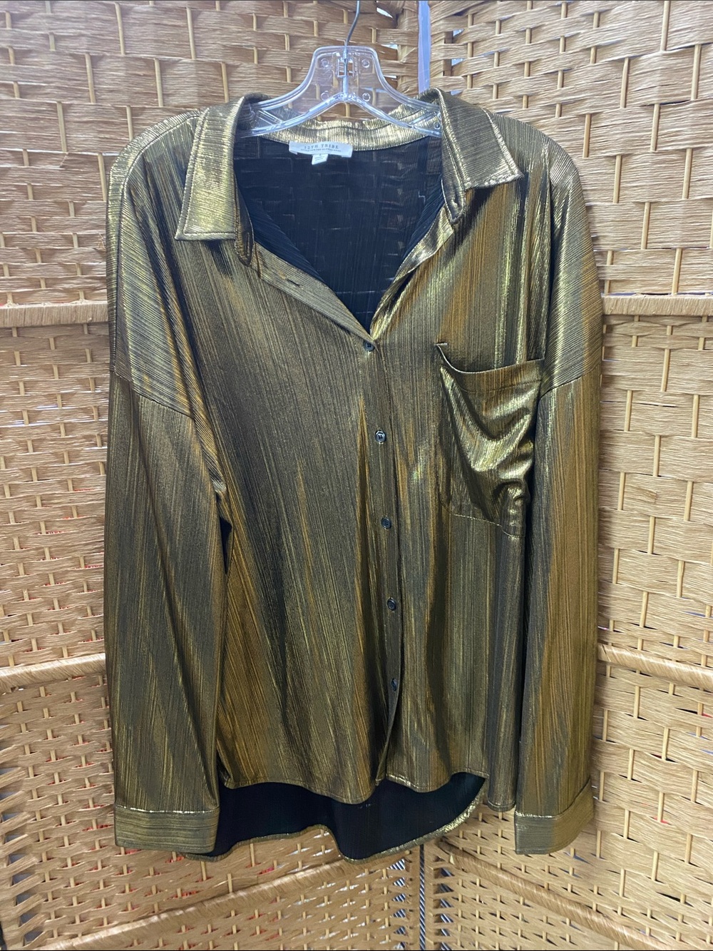 12th Tribe Metallic Gold Button-Down Shirt